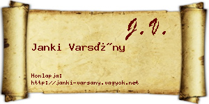 Janki Varsány névjegykártya